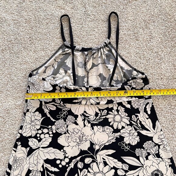 Y2K Black & White Floral Babydoll Dreess with Halter Neckline & Defined Waist M - Picture 8 of 8